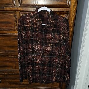 Womens Oversized Bleached Boutique Flannel Top. Sz Medium